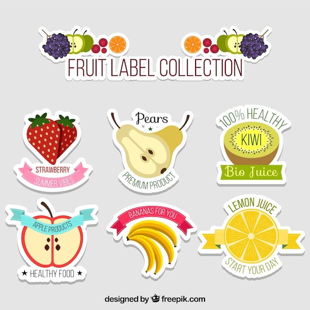 Assortment of flat fruit stickers