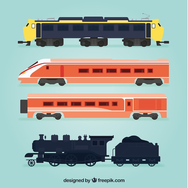 Free Vector assortment of flat trains