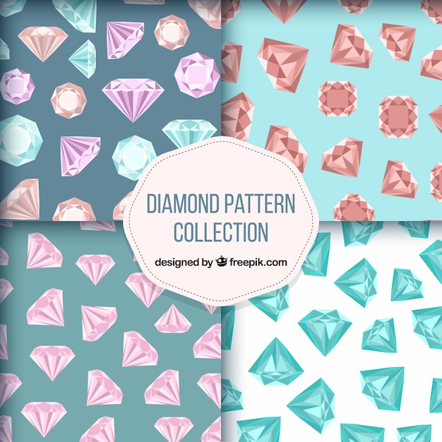 Free vector assortment of four patterns with flat diamonds