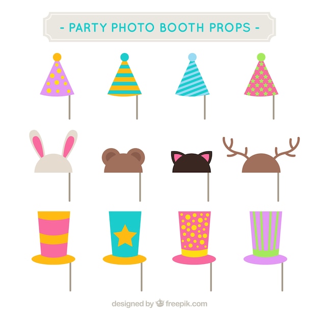 Free Vector assortment of funny hats for photoboth