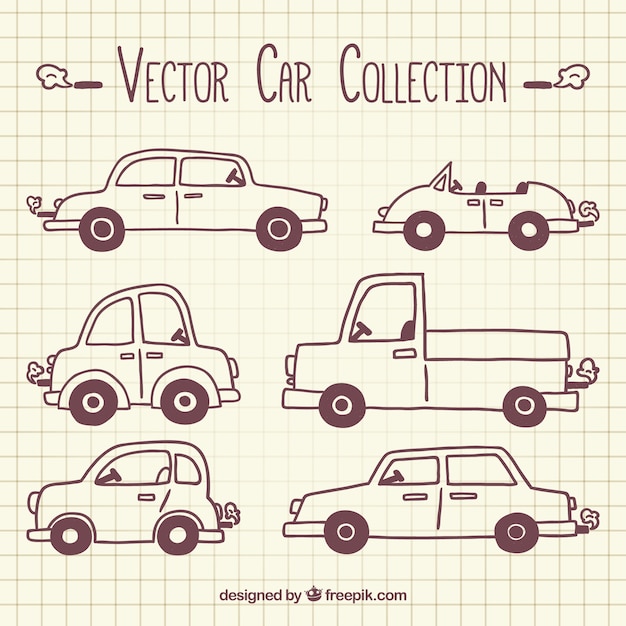 Free vector assortment of hand-drawn cars