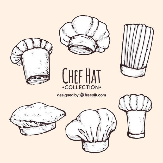 Assortment of hand drawn chef hats