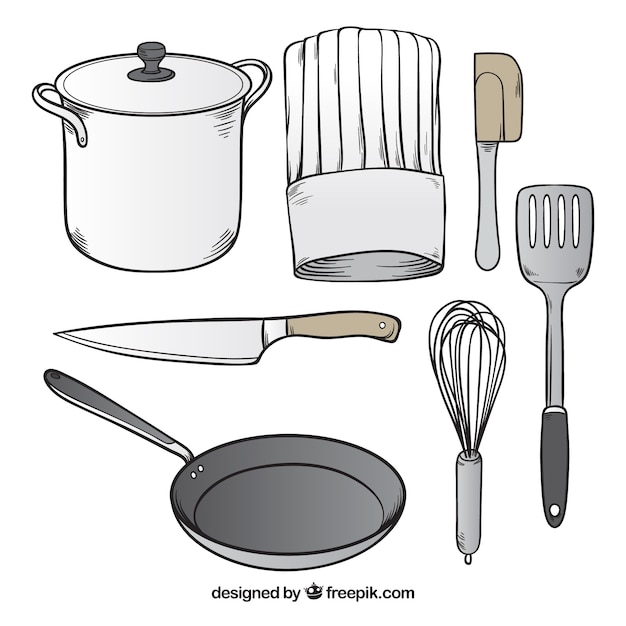 Free Vector assortment of hand-drawn chef utensils