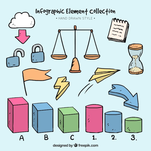 Assortment of hand-drawn elements for infographics