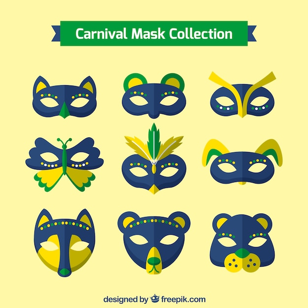 Free vector assortment of masks for brazilian carnival