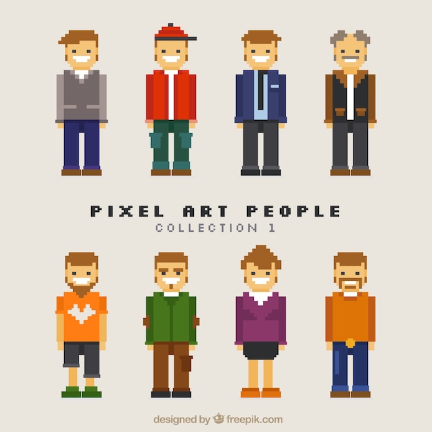 Free Vector assortment of pixelated men