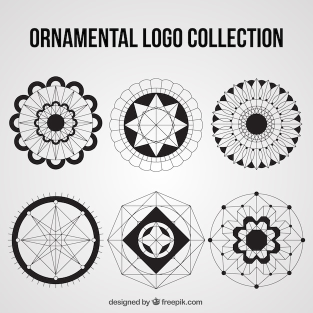 Free Vector assortment of round ornamental logos