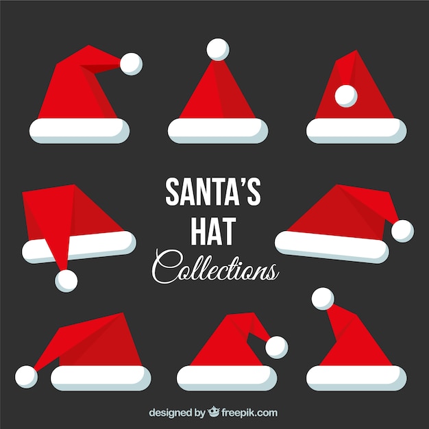 Free Vector assortment of santa hat in flat design