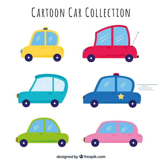 Assortment of six cartoon vehicles