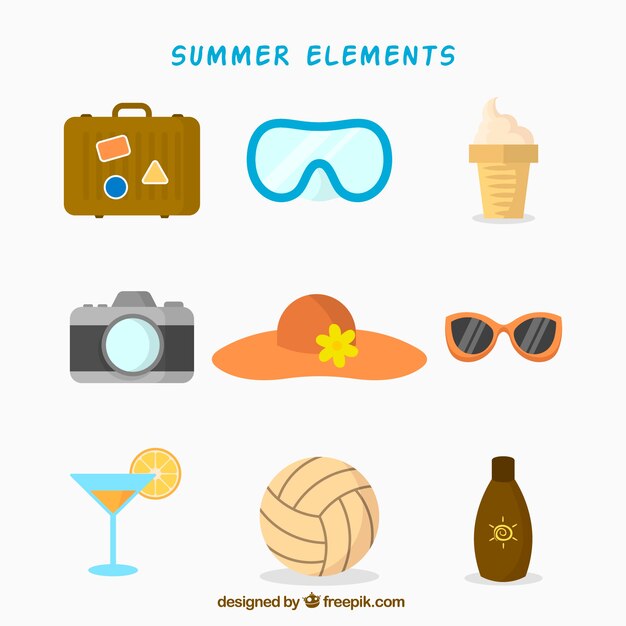 Assortment of summer travel elements