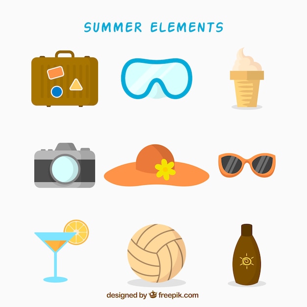 Assortment of summer travel elements