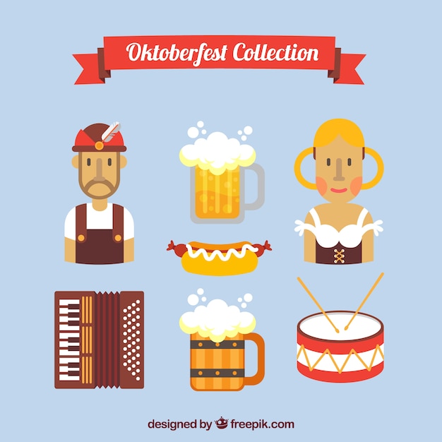 Free Vector assortment of traditional elements oktoberfest