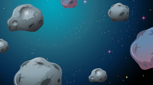 Asteroids in space scene