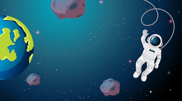 Astronaut floating in space