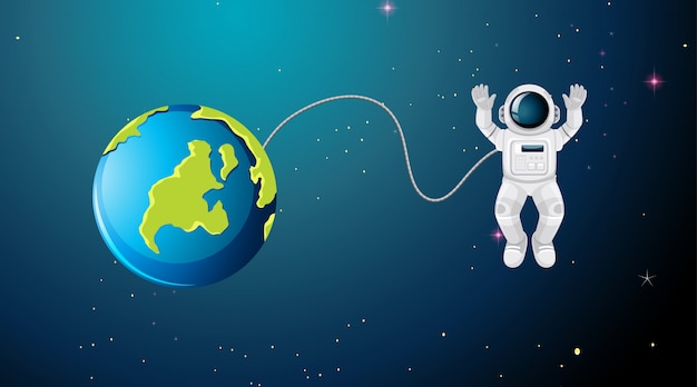 Free Vector astronaut flying in space scene