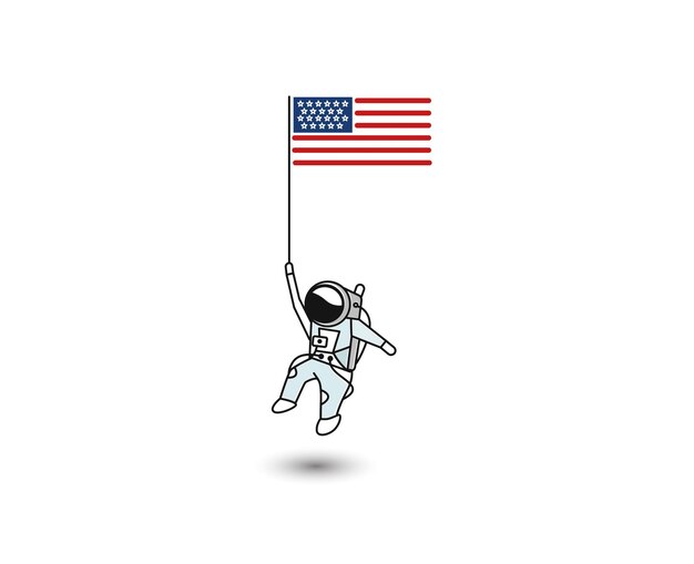 Astronaut Holding Usa Flag 4th of July American Independence Day