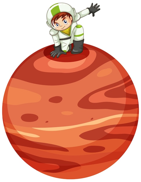 Free vector astronaut on mars planet