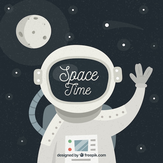 Free Vector astronaut and moon background