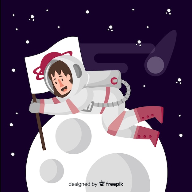 Free Vector astronaut on moon background