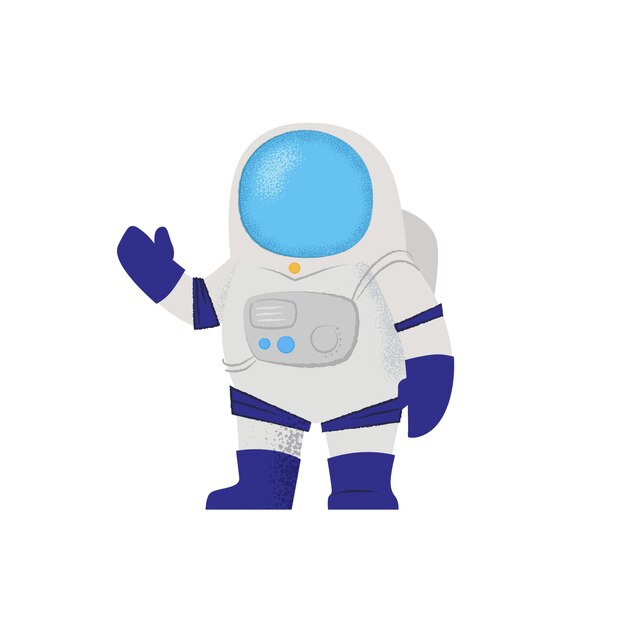 Astronaut in space suit waving with hand. Character, exploration, spaceman.