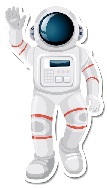 Astronaut or spaceman cartoon character in sticker style