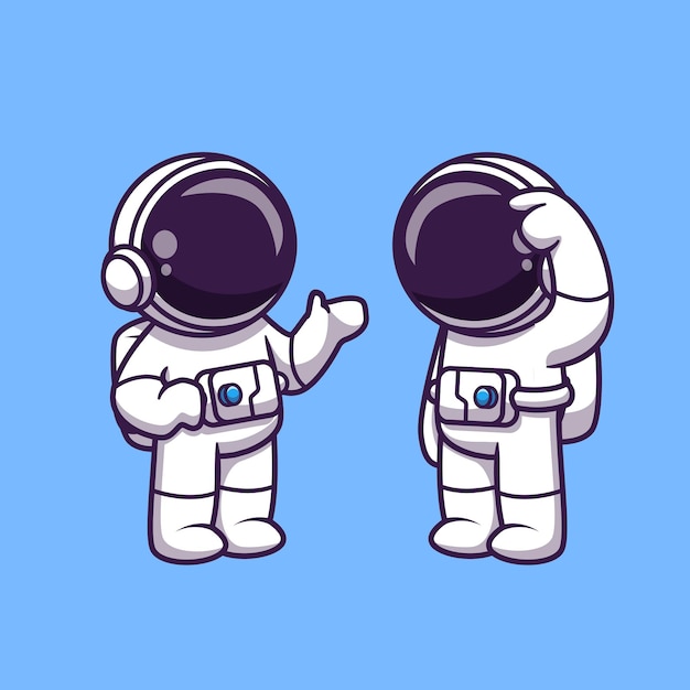 Free Vector astronauts talking cartoon   illustration. science technology  concept isolated  . flat cartoon style