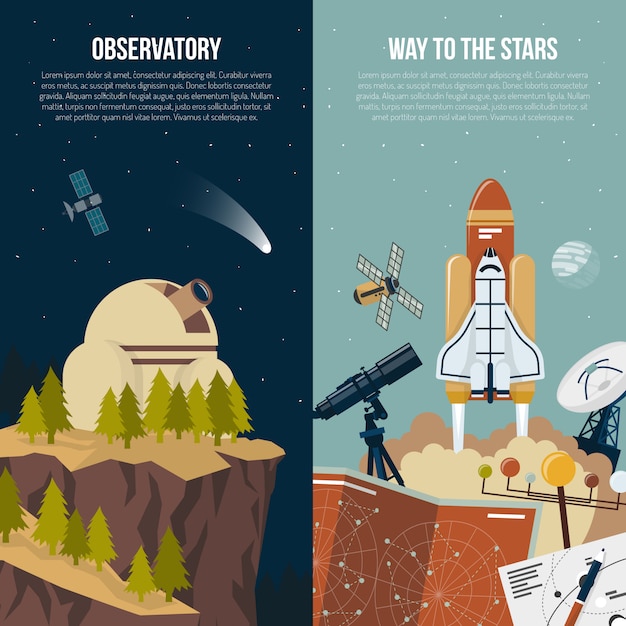 Free vector astronomy vertical banners