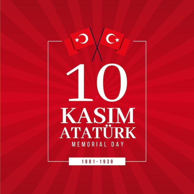 Atatürk memorial day in flat design