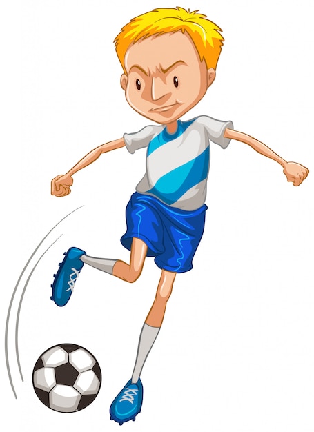 Free Vector athlete playing soccer on white