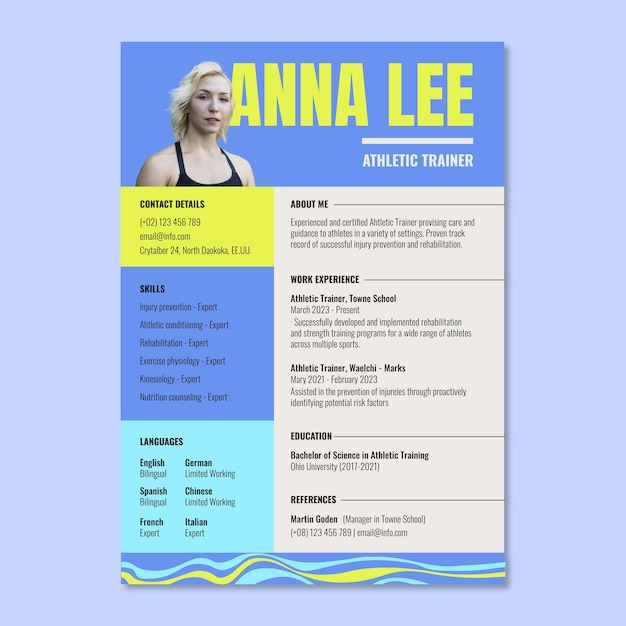 Athlete resume template design