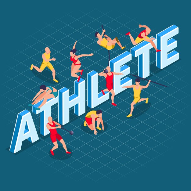 Athletes Isometric Text Composition