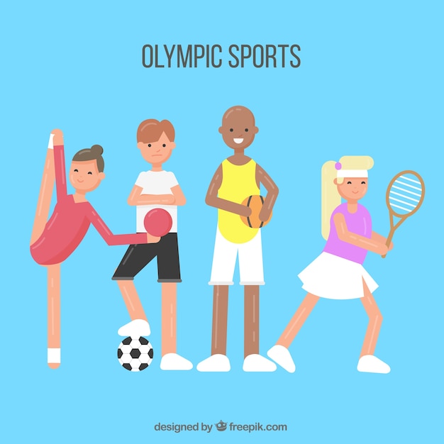 Free Vector athletes with sport equipments