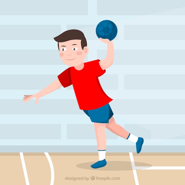 Free Vector athletic handball player with flat design