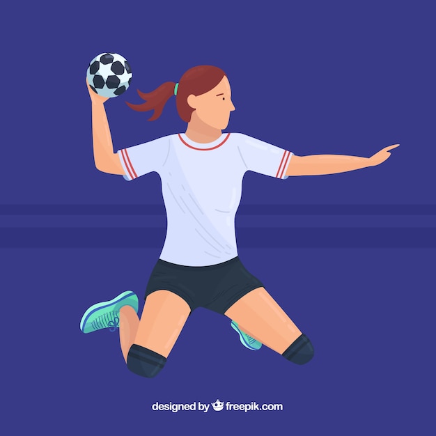 Free Vector athletic handball player with flat design