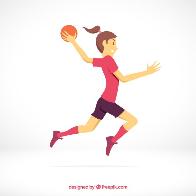 Athletic handball player with flat design