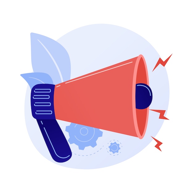 Free vector attention attraction. important announcement or warning, information sharing, latest news. loudspeaker, megaphone, bullhorn with exclamation mark.