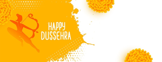 Attractive happy dussehra traditional yellow banner