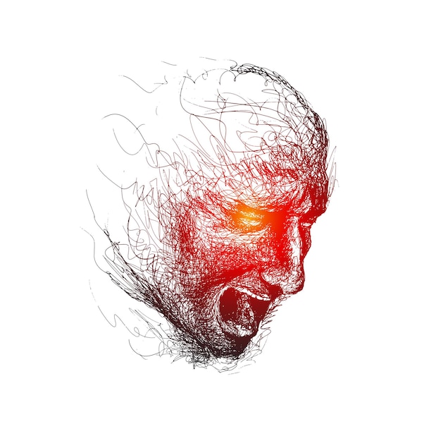 Free Vector an attractive man's face dissolving into pen lines sketch illustration