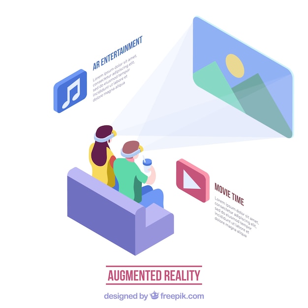 Augmented reality background in isometric style