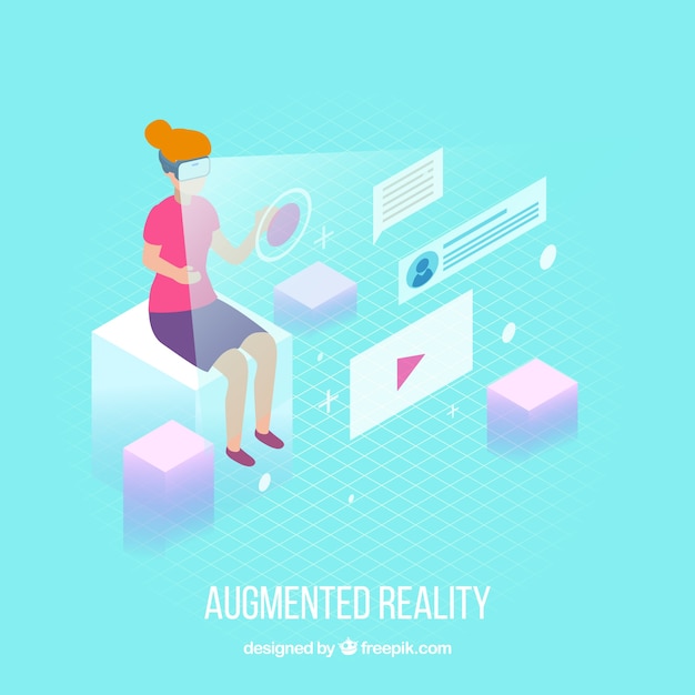 Augmented reality background in isometric style