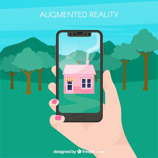 Augmented reality background with device