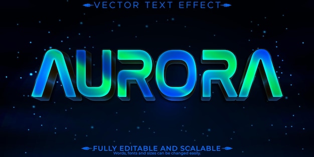 Free Vector aurora lights text effect editable neon and shiny font style