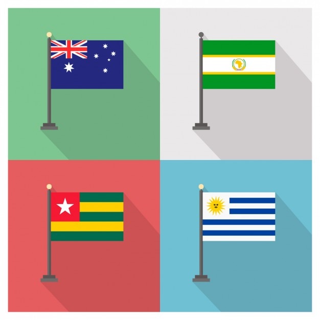 Free vector australia african union togo and uruguay flags