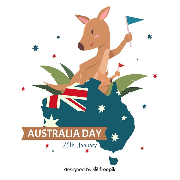 Free Vector australia day background with kangaroo