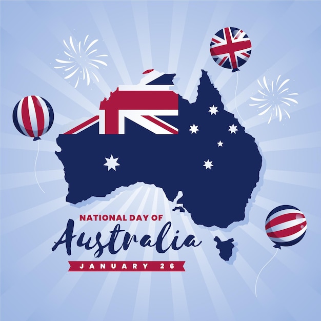 Australia day celebration with australian map