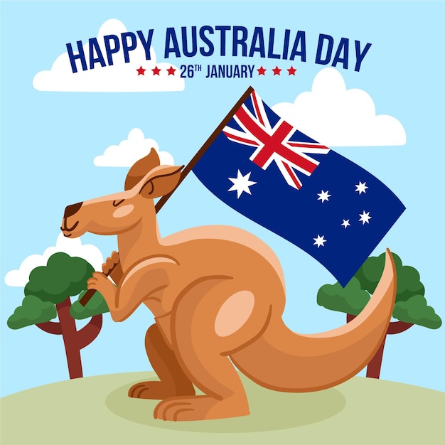 Free Vector australia day kangaroo illustration