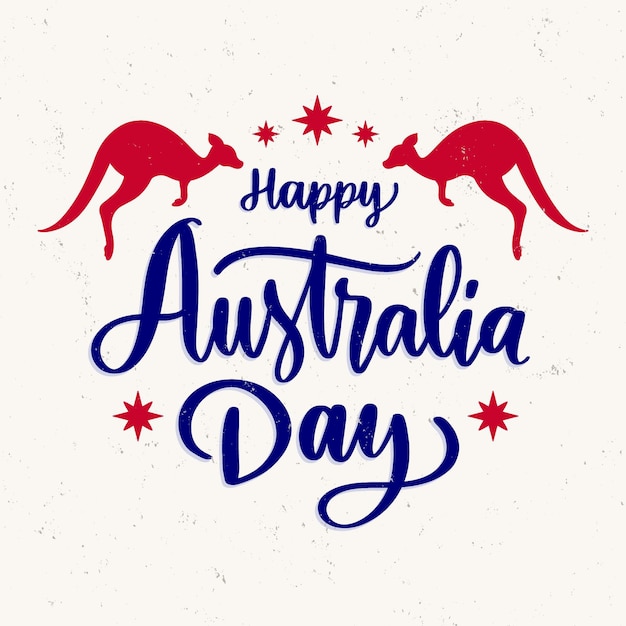 Free Vector australia day lettering with kangaroos