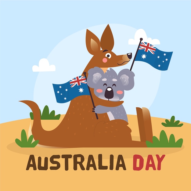 Free Vector australia day theme in flat design concept