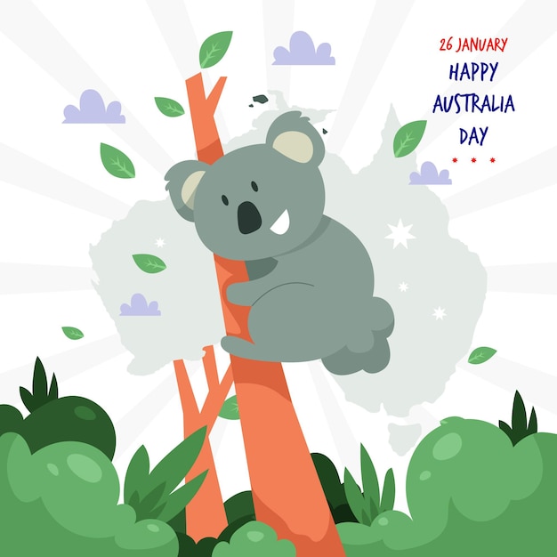 Australia day with australian map flat design