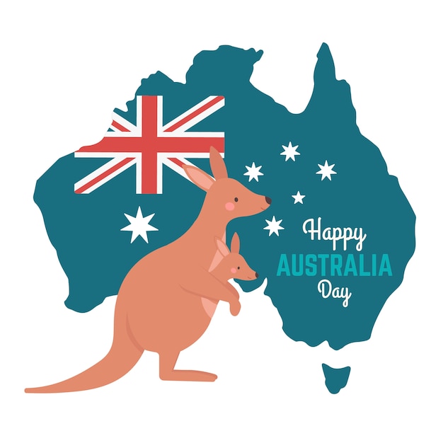 Australia day with kangaroo and map